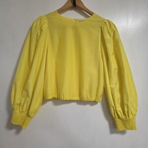 Alice + Olivia Canary Yellow Casual Party Workwear Puff Sleeve Blouse Small
